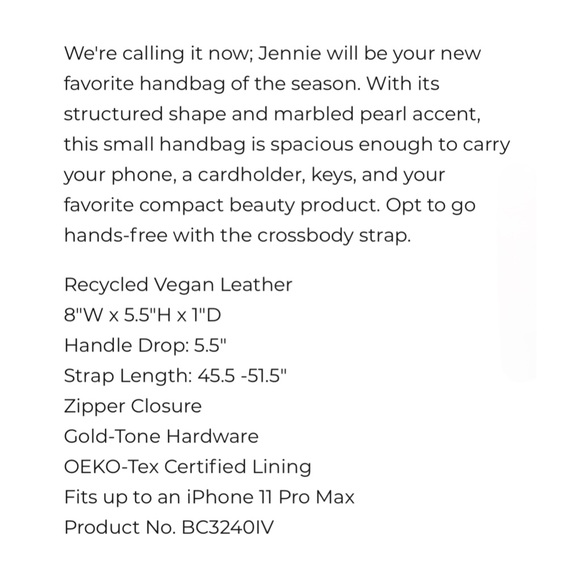 MELLIE BIANCO Tan Beige Faux Leather Marbled Pearl Crossbody Jennie Bag Handbag - Picture 13 of 15